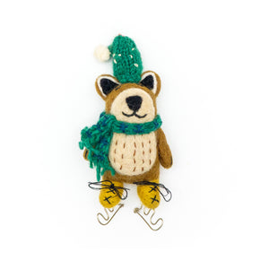 Brown Bear on Skates Eco Ornament