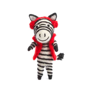 Red Earmuffs Zebra Eco Ornament