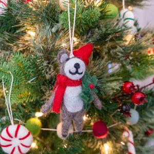 Holly Bear with Wreath Eco Ornament