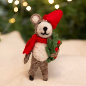 Holly Bear with Wreath Eco Ornament