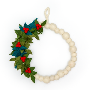 White Mistletoe Red Berry Wreath