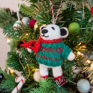 Skating Polar Bear Eco Ornament