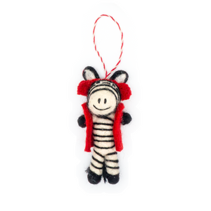 Red Earmuffs Zebra Eco Ornament