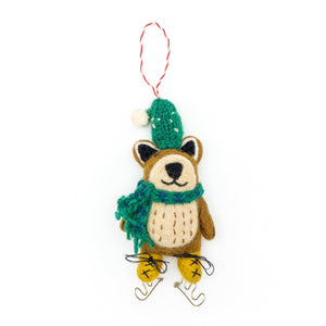 Friendsheep Brown Bear on Skates Eco Ornament