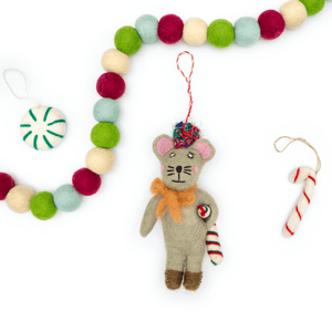 Friendsheep Cesar the Candy Cane Mouse Eco Ornament