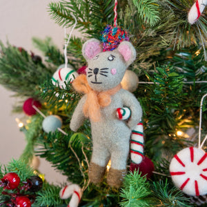 Friendsheep Cesar the Candy Cane Mouse Eco Ornament