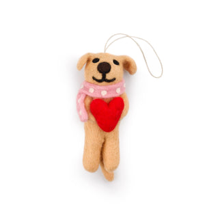 Friendsheep Holiday Ornaments Kona RED Heart Valentine's Dog - 1 dog Kona & Riley Heart Valentine's Dog Eco Ornament