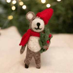 Friendsheep Holly Bear with Wreath Eco Ornament