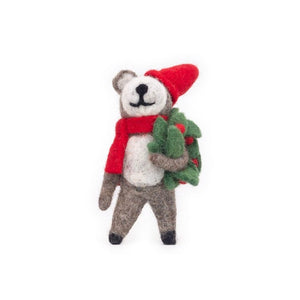 Friendsheep Holly Bear with Wreath Eco Ornament