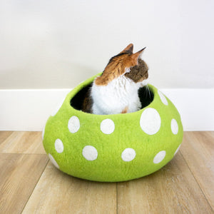 Friendsheep Pets Green Mushroom Eco Kitty Cave