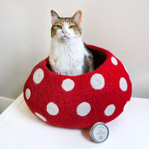 Friendsheep Pets Mushroom Eco Kitty Cave - Red