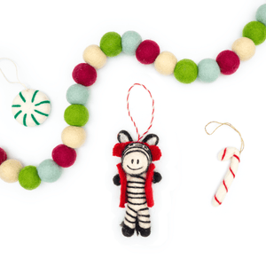 Friendsheep Red Earmuffs Zebra Eco Ornament