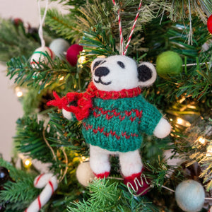 Friendsheep Skating Polar Bear Eco Ornament