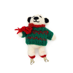 Friendsheep Skating Polar Bear Eco Ornament