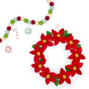 Friendsheep Wreath Large - 12 inch Red Poinsettia Holiday Wreath