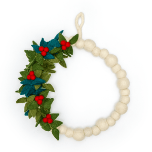 Friendsheep Wreath Large - 12 inch White Mistletoe Red Berry Wreath