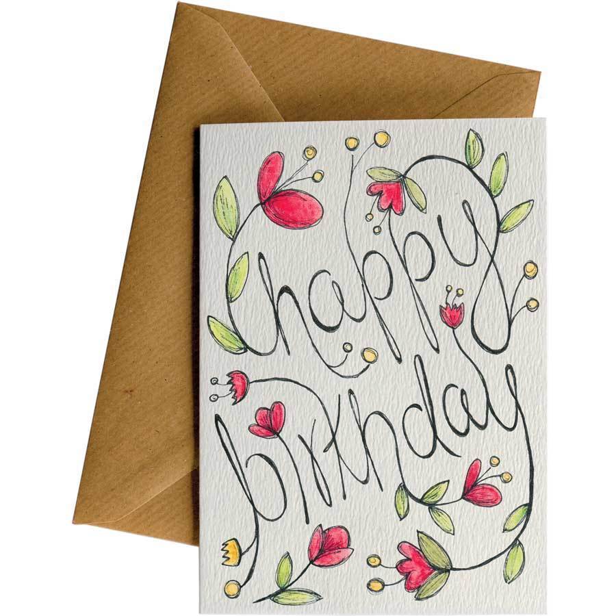 flower birthday card drawing